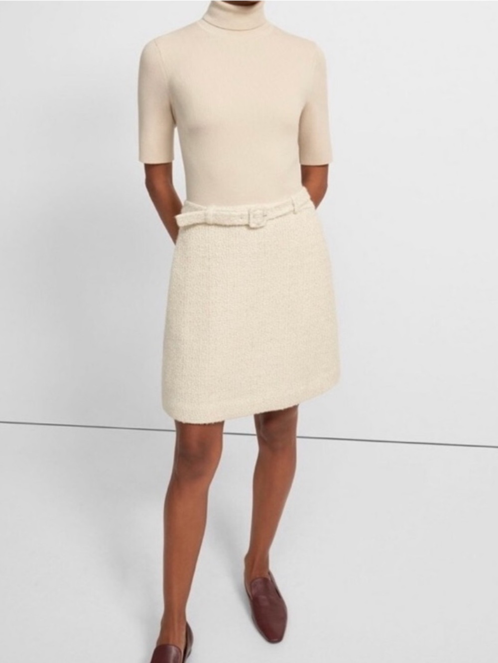 Theory Cream Dress | Knitted with a Belt